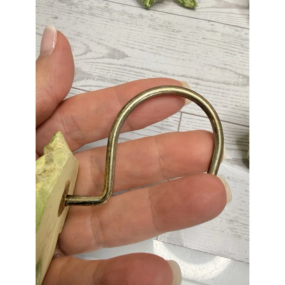 Set of 23 Green Leaves Shower Curtain Hooks Vintage Gold Tone Metal‎ Nature GUC